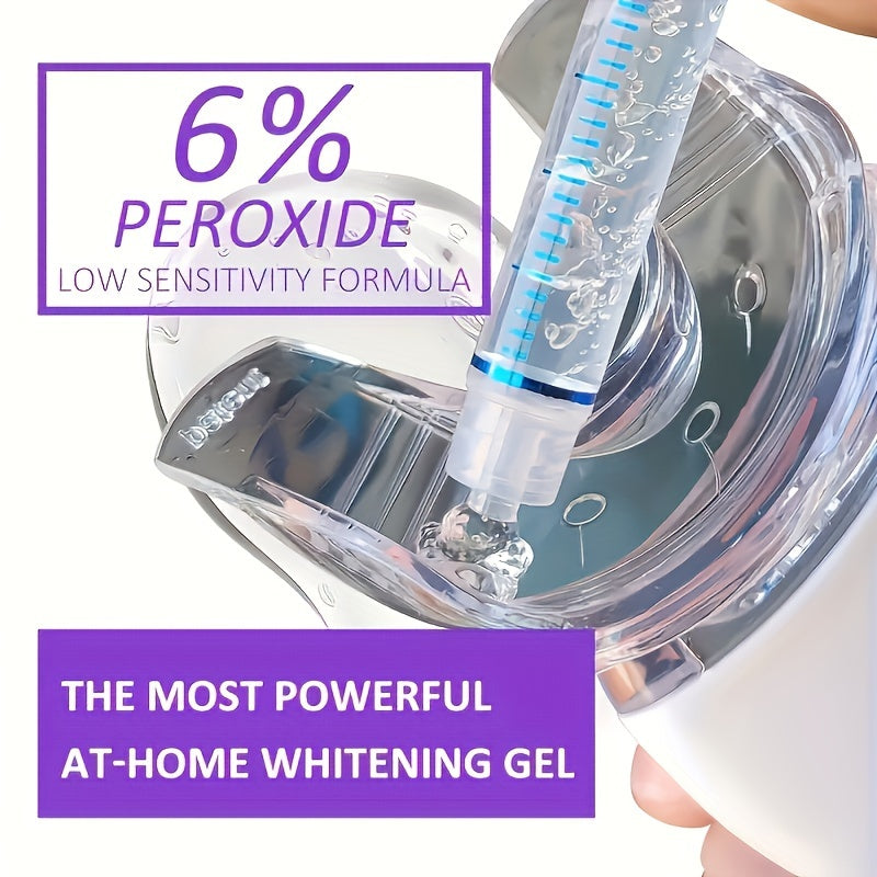 SMILEKIT Home Teeth Whitening Kit with 6% peroxide gel and LED accelerator light for low-sensitivity whitening at home.