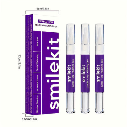 SMILEKIT Teeth Whitening Gel Pen Set - peroxide-free, PAP formula, easy application for a bright smile.