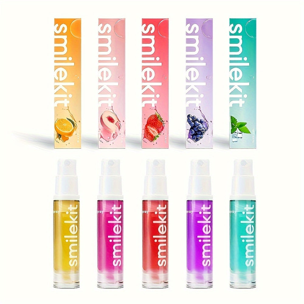 SMILEKIT Peach Grape Mint Breath Freshener Spray - Alcohol-Free, Pocket-Sized Oral Refreshment, Long-Lasting Freshness.