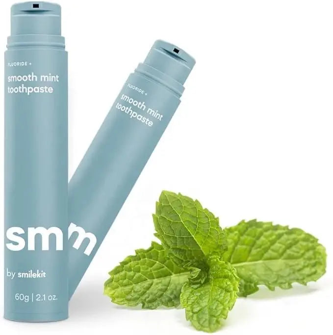 Smilekit toothpaste in mint flavor with fluoride for oral health.