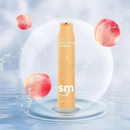 Peach iced tea flavored toothpaste by Smilekit with fluoride protection.