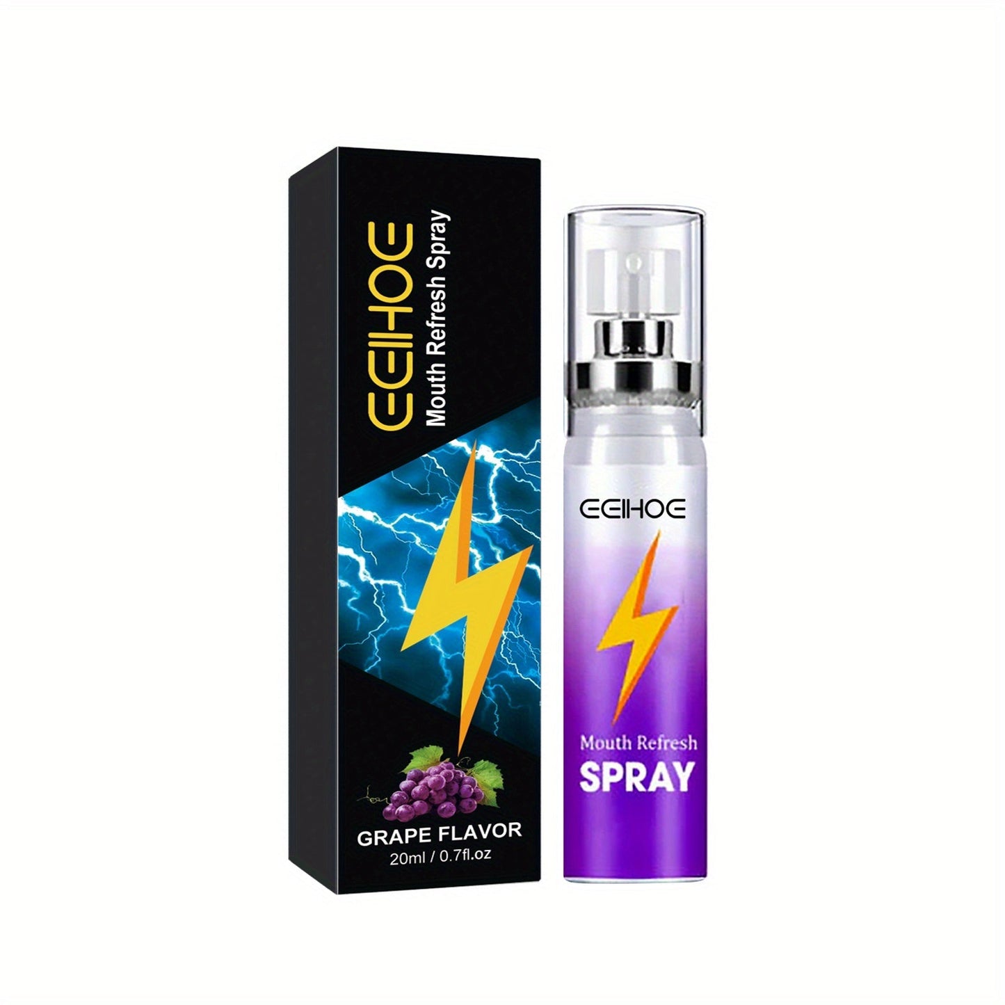 Oral Care Spray Fresh Breath Grape with refreshing grape flavor, 20ml bottle.