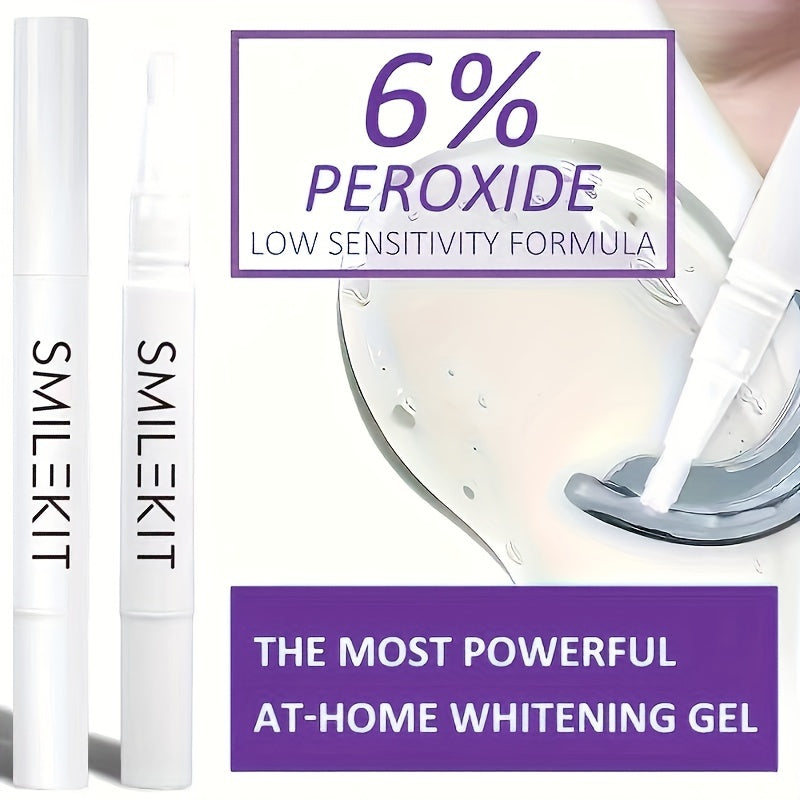 SMILEKIT Teeth Whitening Gel Pens - At-home stain removal solution with 6% peroxide.