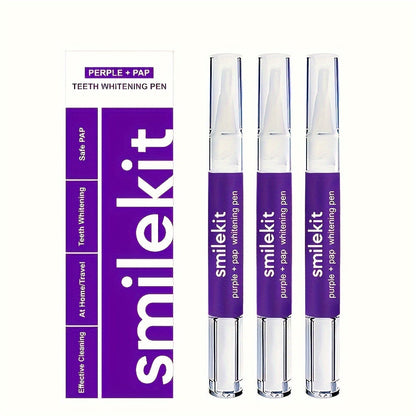 SMILEKIT Teeth Whitening Gel Pen Set with PAP formula for stain removal and bright smile.