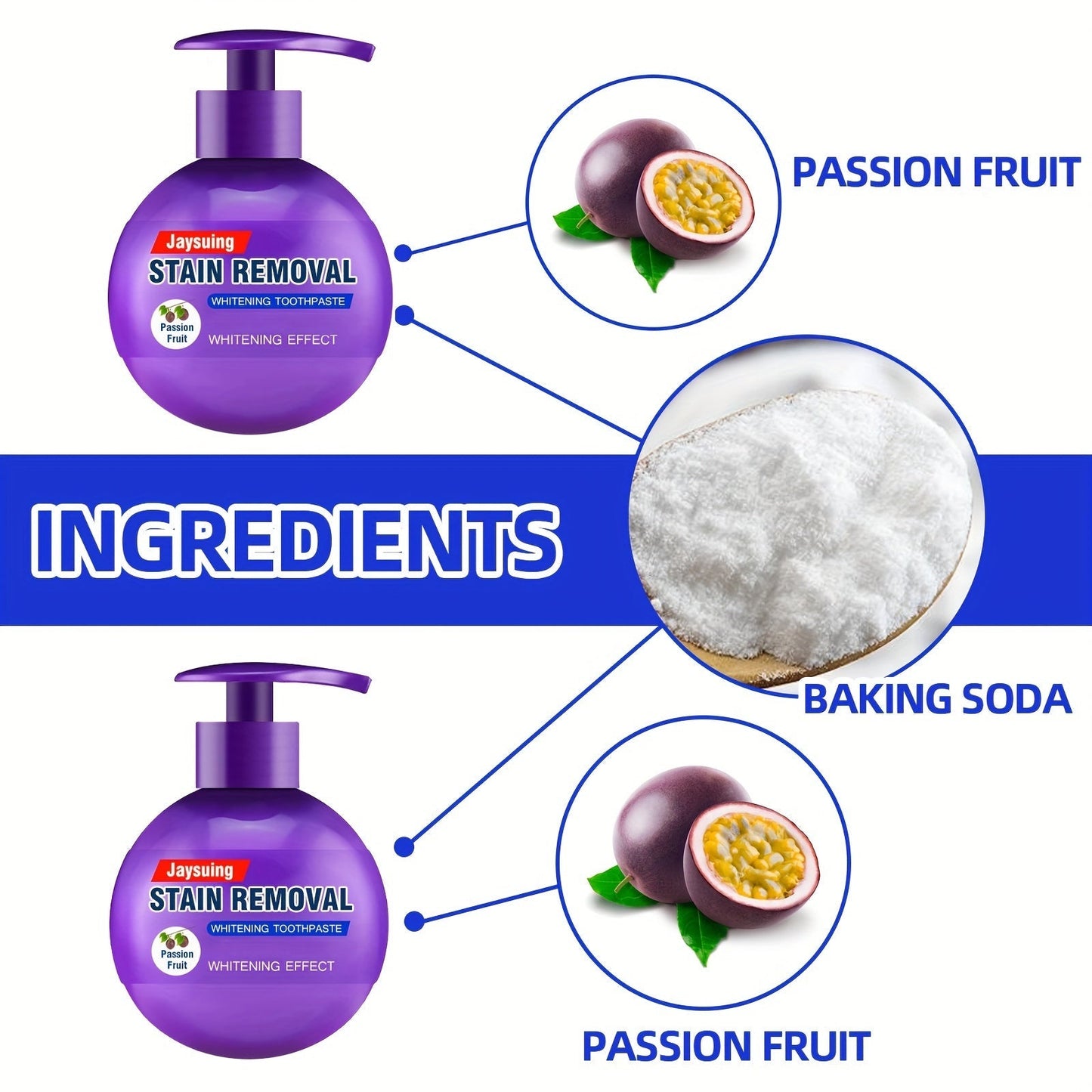 Whitening Baking Soda Passion Fruit Toothpaste ingredients.