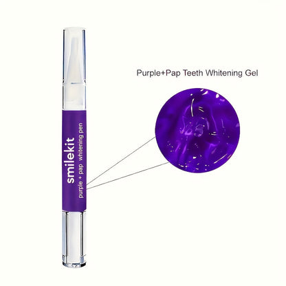 SMILEKIT Teeth Whitening Gel Pen featuring PAP formula for brightening teeth.