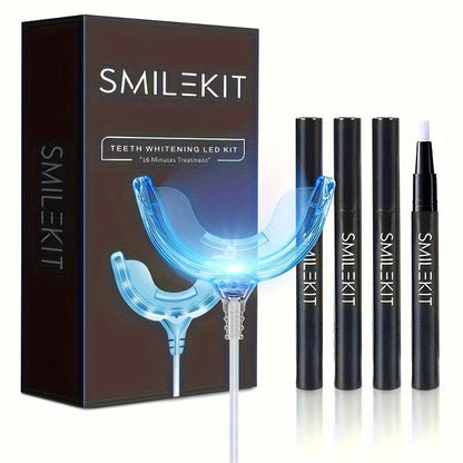 16 LED Teeth Whitening Kit with 4 gel pens and USB-powered line light for effective stain removal.