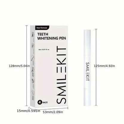 SMILEKIT Teeth Whitening Gel Pens packaging and product dimensions.