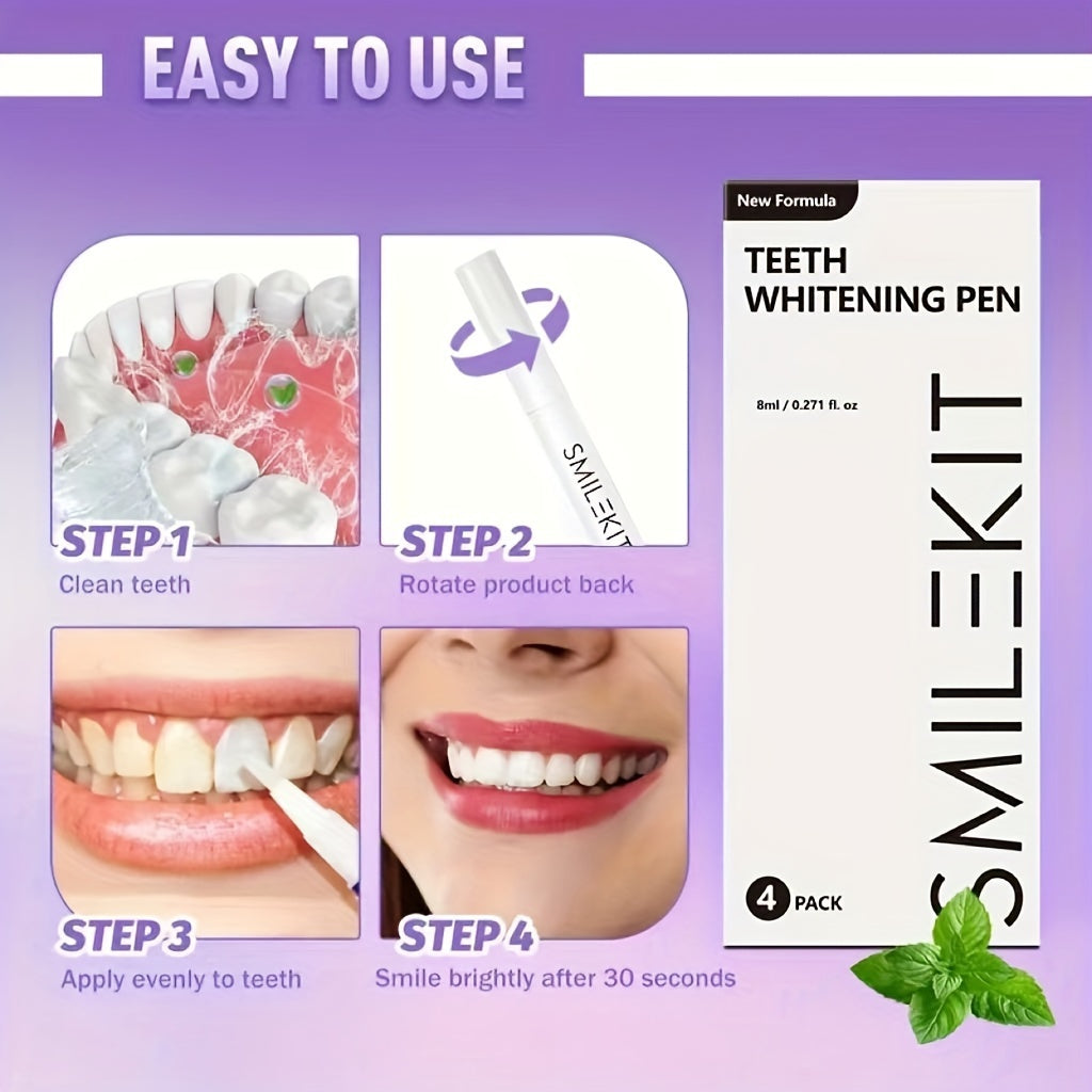 SMILEKIT Teeth Whitening Gel Pens guide for easy use and effective stain removal.