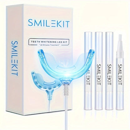 16 LED teeth whitening kit with light device and gel pens for at-home whitening.