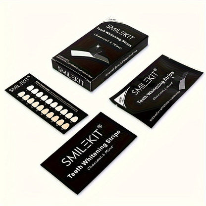 Bamboo Charcoal Teeth Whitening Strips packaging and strips set.