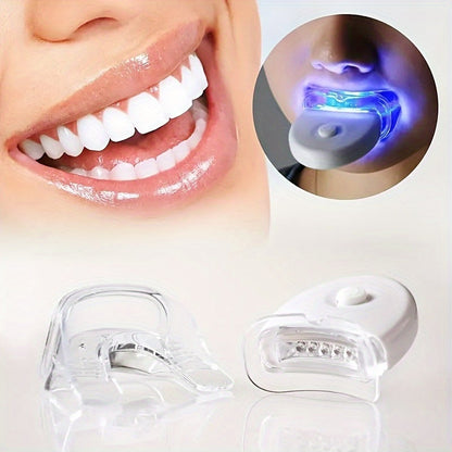 SMILEKIT Home Teeth Whitening Kit with LED light, mouth tray, and whitening gel pens for a bright smile.