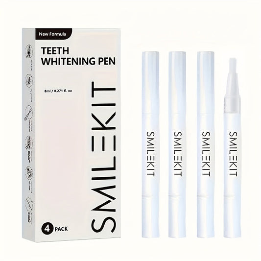 SMILEKIT Teeth Whitening Gel Pens for stain removal, 4-pack, ideal for home and travel use.